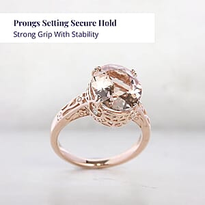  Luxoro AAA Marropino Morganite and G-H I2 Diamond 4.15 ctw Ring in 10K Rose Gold (Size 6.0)
