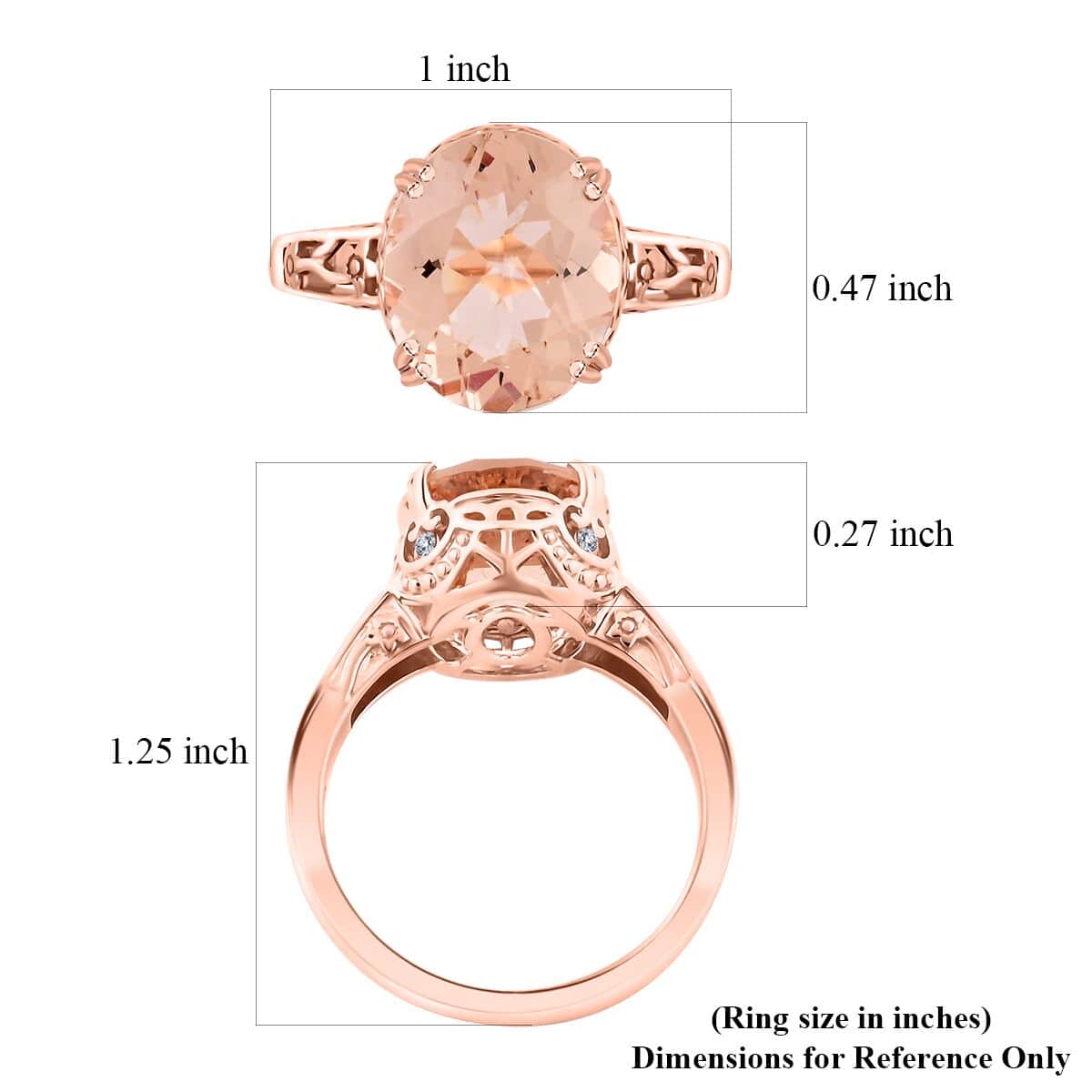 Certified & Appraised Luxoro AAA Marropino Morganite and G-H I2 Diamond 4.15 ctw Ring in 10K Rose Gold (Size 7.0) image number 5