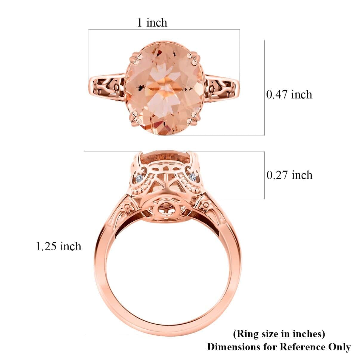 Certified & Appraised Luxoro AAA Marropino Morganite and G-H I2 Diamond 4.15 ctw Ring in 10K Rose Gold (Size 7.5) image number 5