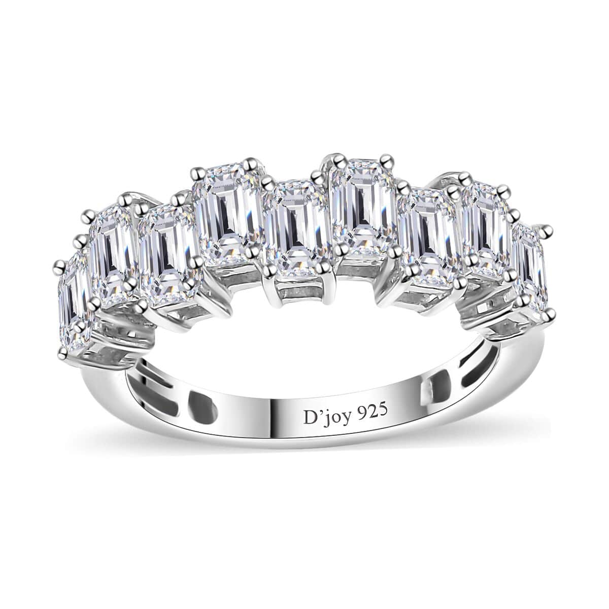 Moissanite (Oct 5x3mm) Ring in Platinum Over Sterling Silver (Size 10.0) 2.65 ctw image number 0