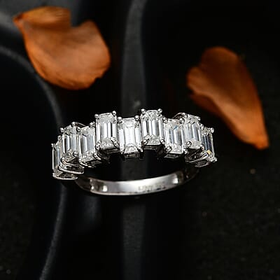 Moissanite Ring in Platinum Over Sterling Silver (Size 10.0) 2.65 ctw