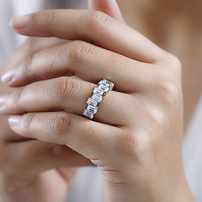 Moissanite Ring in Platinum Over Sterling Silver (Size 10.0) 2.65 ctw