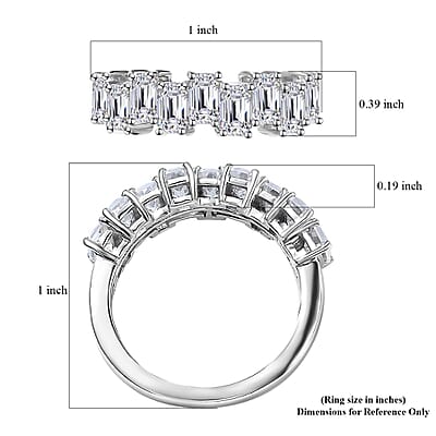 Moissanite Ring in Platinum Over Sterling Silver (Size 10.0) 2.65 ctw