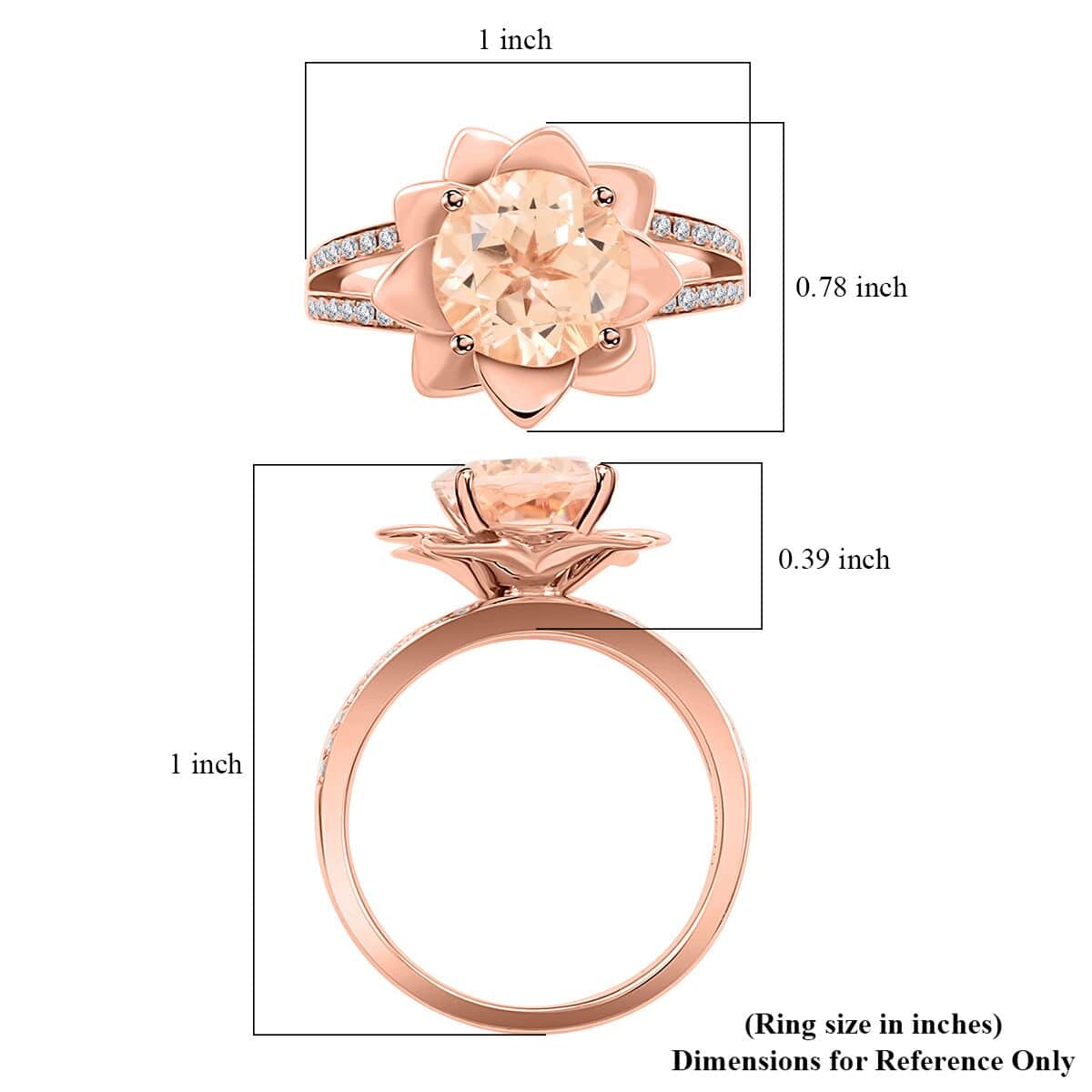 Luxoro AAA Marropino Morganite and G-H I2 Diamond 3.60 ctw Daisy Floral Ring in 10K Rose Gold (Size 5.0) 6.07 Grams image number 4