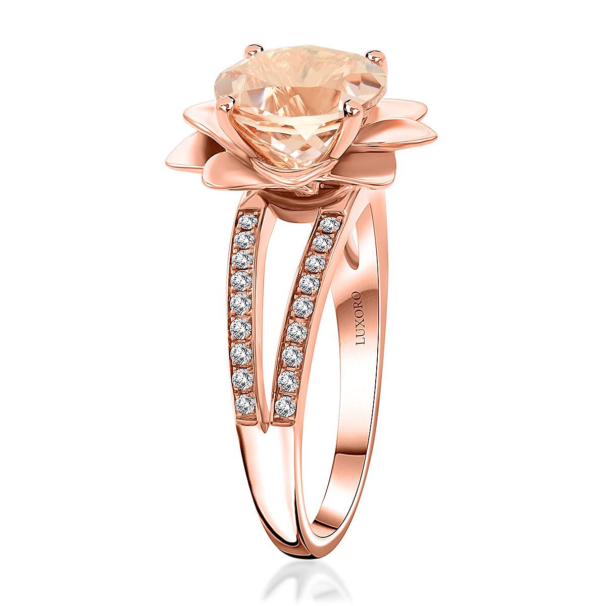 Luxoro AAA Marropino Morganite and G-H I2 Diamond 3.60 ctw Daisy Floral Ring in 10K Rose Gold (Size 9.0) 6.07 Grams image number 3