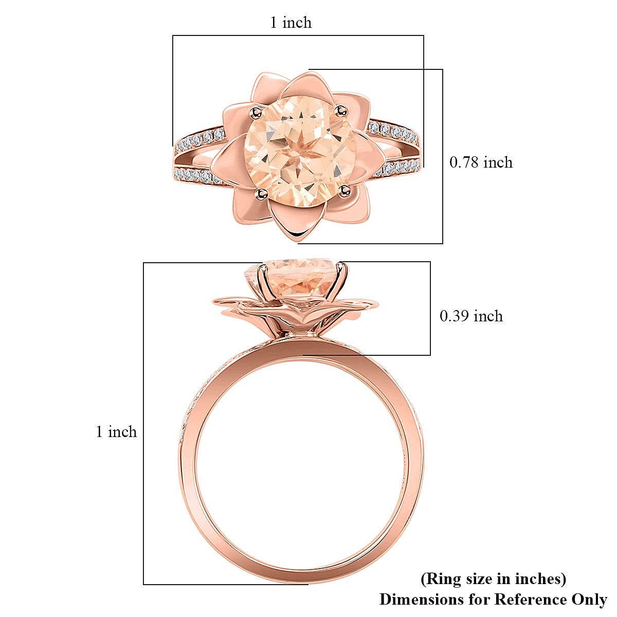 Luxoro AAA Marropino Morganite and G-H I2 Diamond 3.60 ctw Daisy Floral Ring in 10K Rose Gold (Size 9.0) 6.07 Grams image number 4