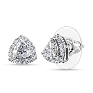 Moissanite Stud Earrings in Platinum Over Sterling Silver 1.15 ctw