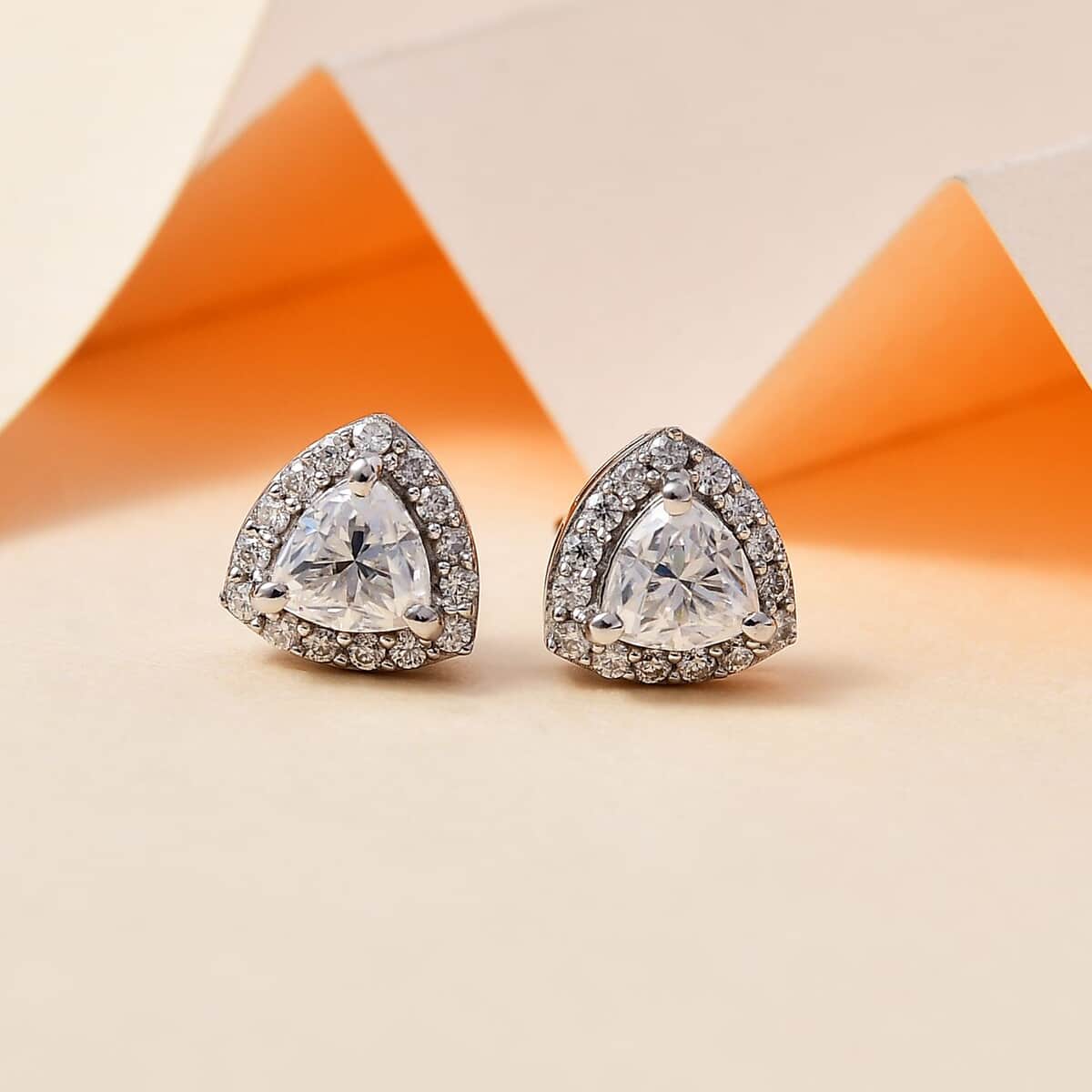 Moissanite Stud Earrings in Platinum Over Sterling Silver 1.15 ctw image number 1