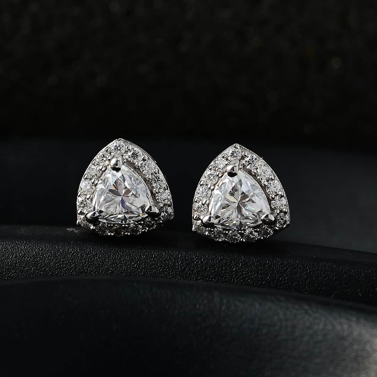 Moissanite Stud Earrings in Platinum Over Sterling Silver 1.15 ctw image number 2