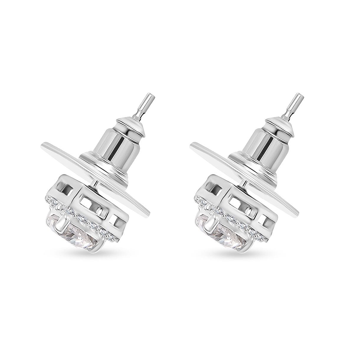 Moissanite Stud Earrings in Platinum Over Sterling Silver 1.15 ctw