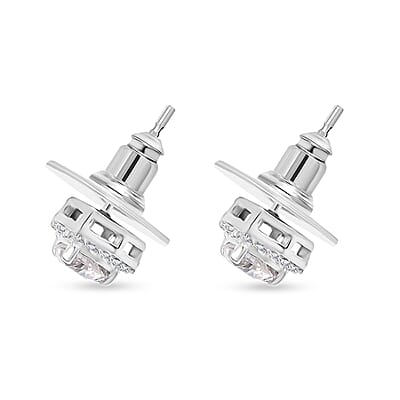 Moissanite Stud Earrings in Platinum Over Sterling Silver 1.15 ctw