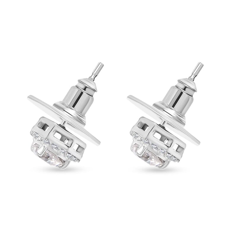 Moissanite Stud Earrings in Platinum Over Sterling Silver 1.15 ctw