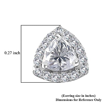 Moissanite Stud Earrings in Platinum Over Sterling Silver 1.15 ctw