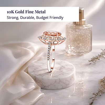 Certified & Appraised Luxoro AAA Marropino Morganite and G-H I2 Diamond 4.40 ctw Ring in 10K Rose Gold (Size 7.0) 4.10 Grams
