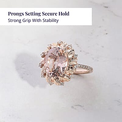 Certified & Appraised Luxoro AAA Marropino Morganite and G-H I2 Diamond 4.40 ctw Ring in 10K Rose Gold (Size 7.0) 4.10 Grams