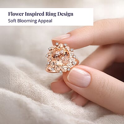 Certified & Appraised Luxoro AAA Marropino Morganite and G-H I2 Diamond 4.40 ctw Ring in 10K Rose Gold (Size 7.0) 4.10 Grams
