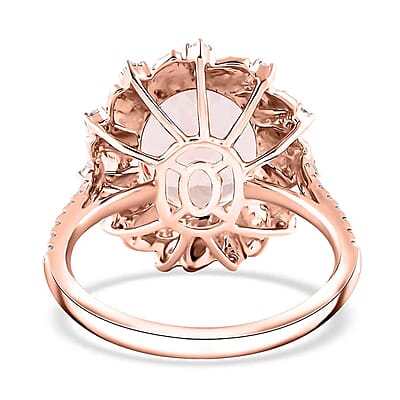 Certified & Appraised Luxoro AAA Marropino Morganite and G-H I2 Diamond 4.40 ctw Ring in 10K Rose Gold (Size 7.0) 4.10 Grams