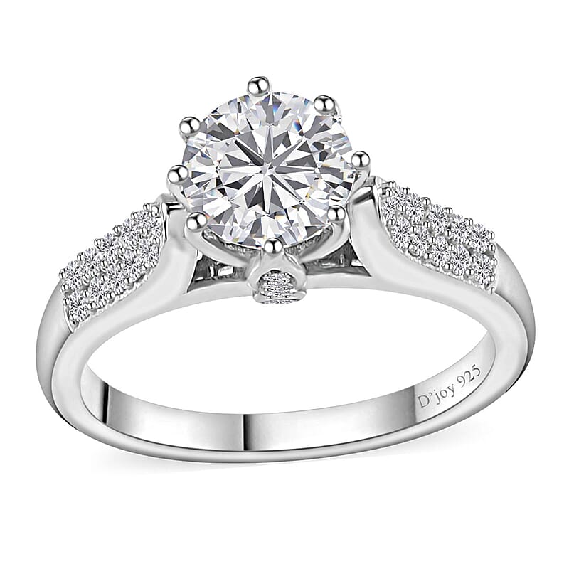 Moissanite Ring in Platinum Over Sterling Silver (Size 10.0) 1.50 ctw