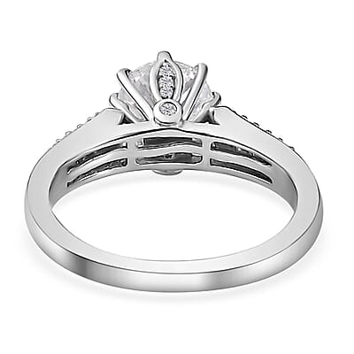 Moissanite Ring in Platinum Over Sterling Silver (Size 10.0) 1.50 ctw