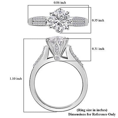 Moissanite Ring in Platinum Over Sterling Silver (Size 10.0) 1.50 ctw
