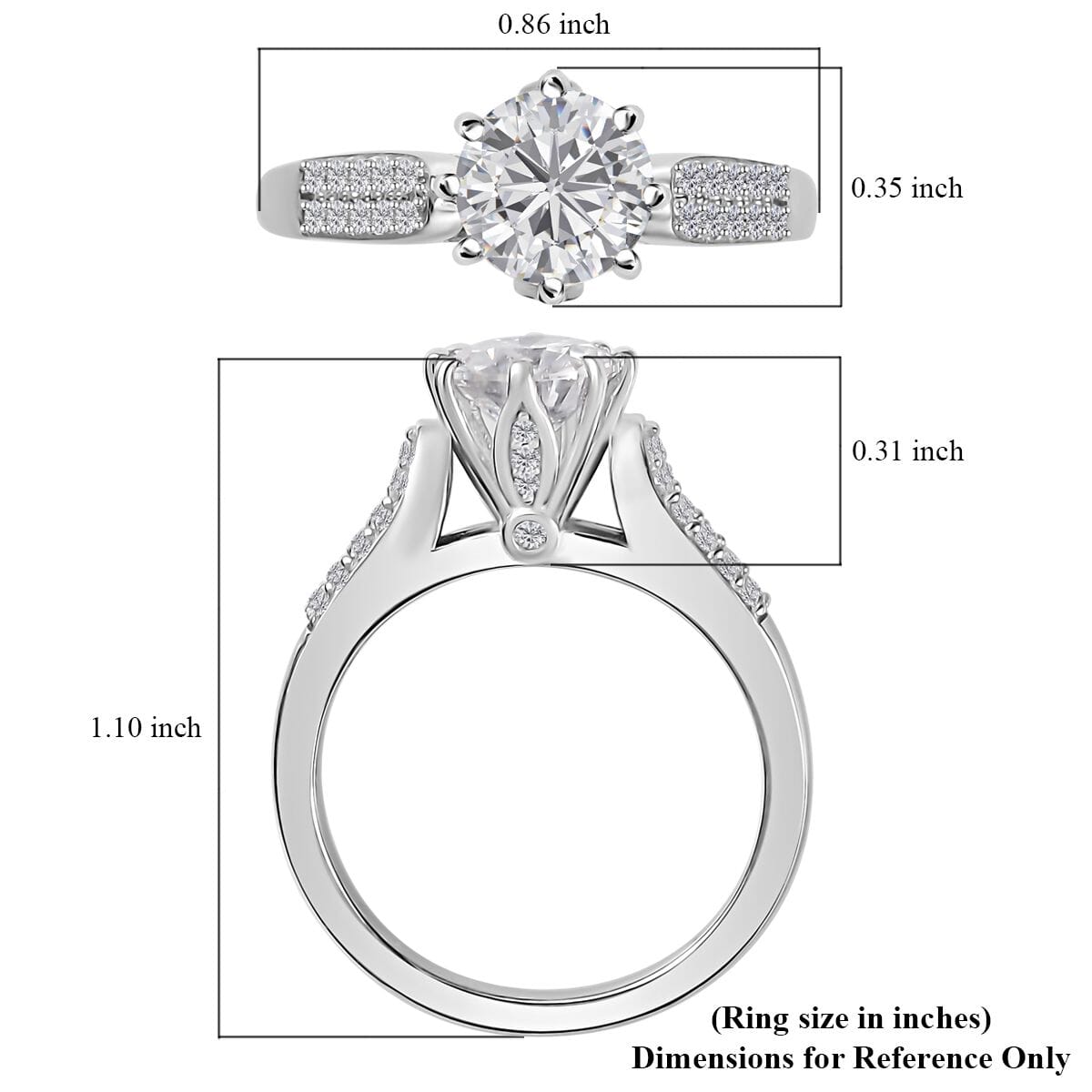 Moissanite Ring in Platinum Over Sterling Silver (Size 6.0) 1.50 ctw image number 6