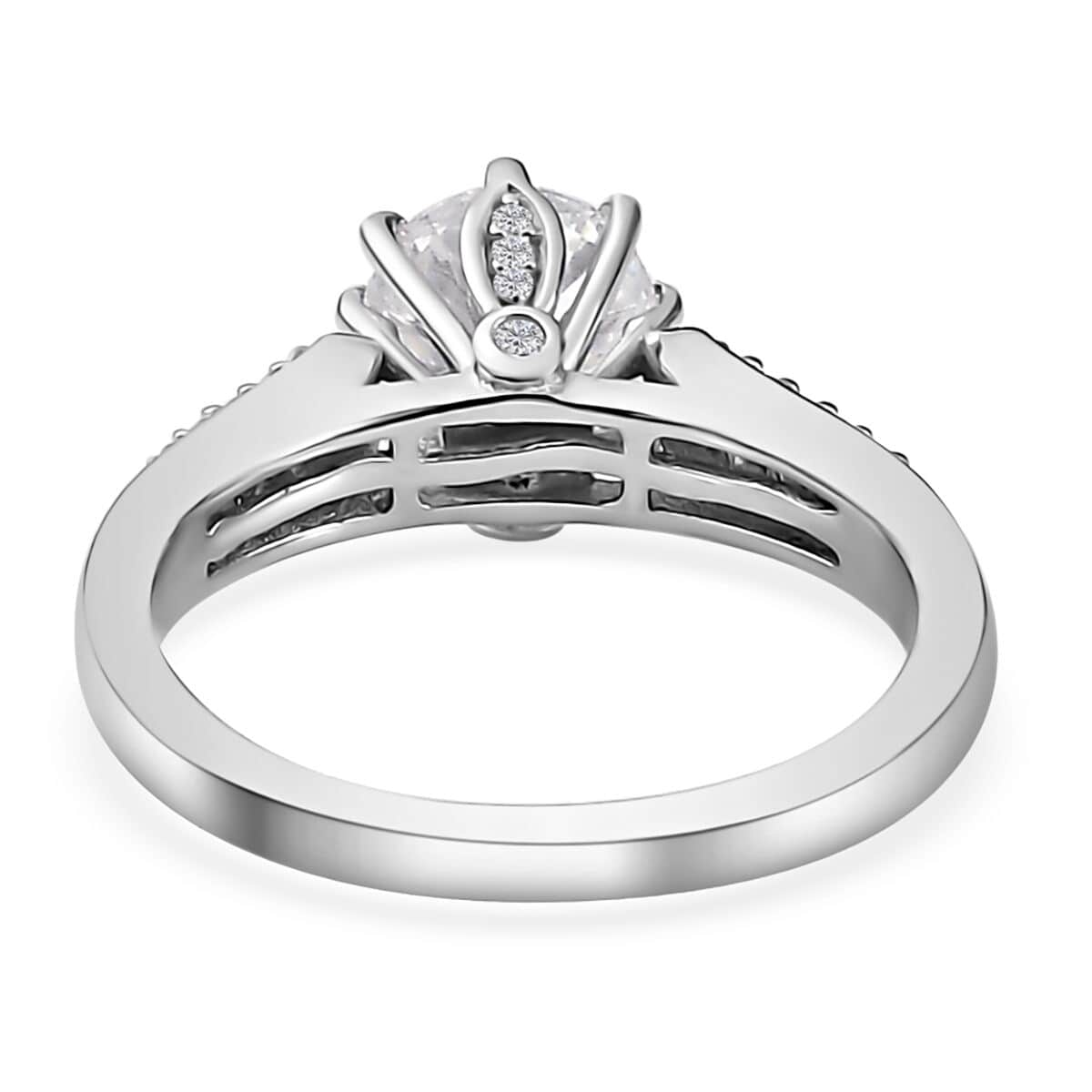 Moissanite (Rnd 7mm) Ring in Platinum Over Sterling Silver (Size 10.0) 1.50 ctw image number 5