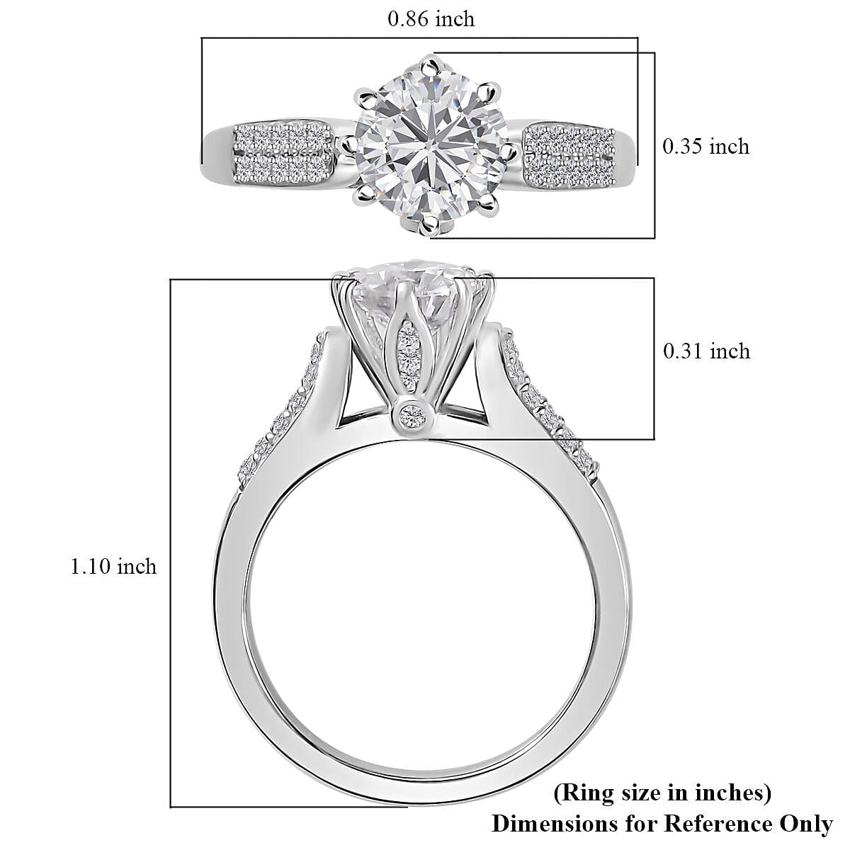 Moissanite Ring in Platinum Over Sterling Silver (Size 9.0) 1.50 ctw image number 6