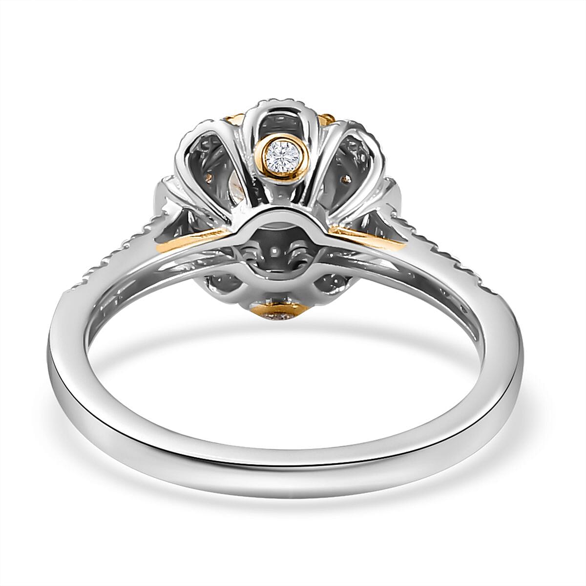 Moissanite Double Halo Ring in Vermeil Yellow Gold and Platinum Over Sterling Silver (Size 8.0) 1.30 ctw image number 5