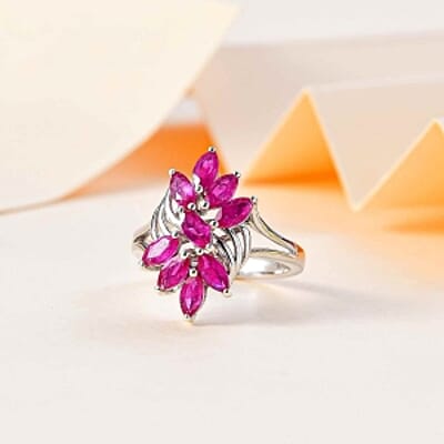 African Ruby 1.40 ctw Ring in Rhodium Over Sterling Silver (Size 8.0)