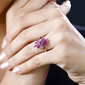 African Ruby 1.40 ctw Ring in Rhodium Over Sterling Silver (Size 8.0)