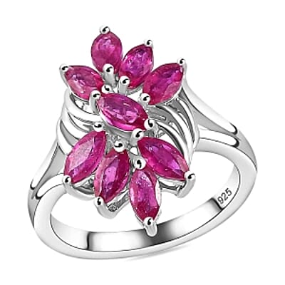 African Ruby 1.40 ctw Ring in Rhodium Over Sterling Silver (Size 8.0)