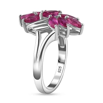 African Ruby 1.40 ctw Ring in Rhodium Over Sterling Silver (Size 8.0)