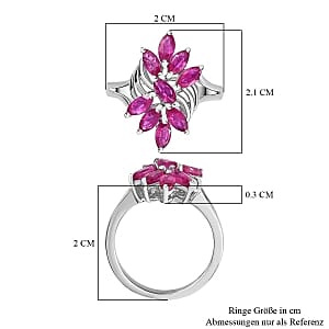 African Ruby 1.40 ctw Ring in Rhodium Over Sterling Silver (Size 8.0)