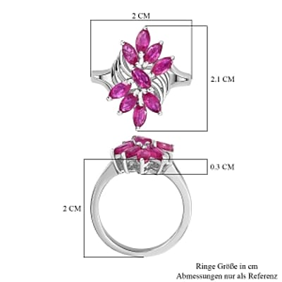 African Ruby 1.40 ctw Ring in Rhodium Over Sterling Silver (Size 8.0)