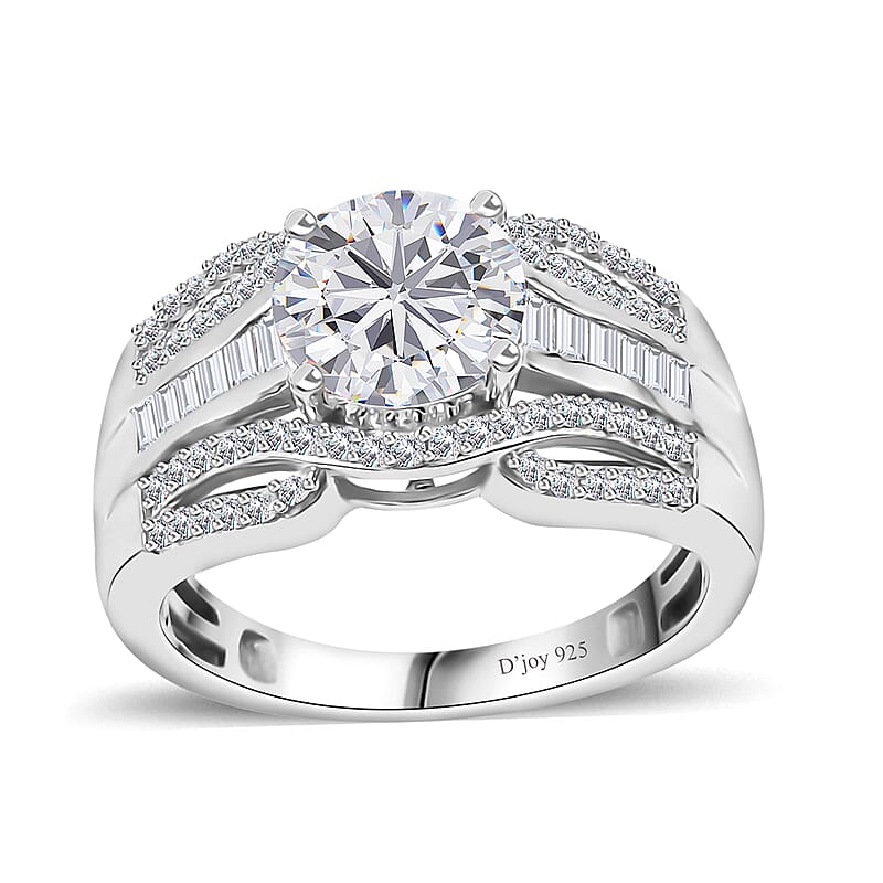 Moissanite Ring in Platinum Over Sterling Silver (Size 10.0) 2.80 ctw