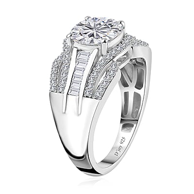 Moissanite Ring in Platinum Over Sterling Silver (Size 10.0) 2.80 ctw
