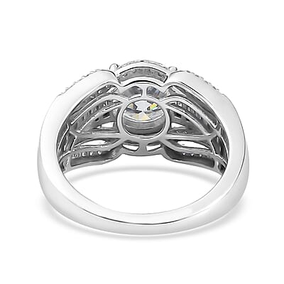 Moissanite Ring in Platinum Over Sterling Silver (Size 10.0) 2.80 ctw