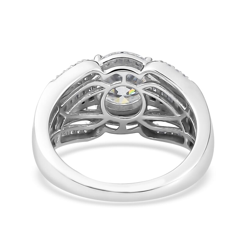 Moissanite Ring in Platinum Over Sterling Silver (Size 10.0) 2.80 ctw