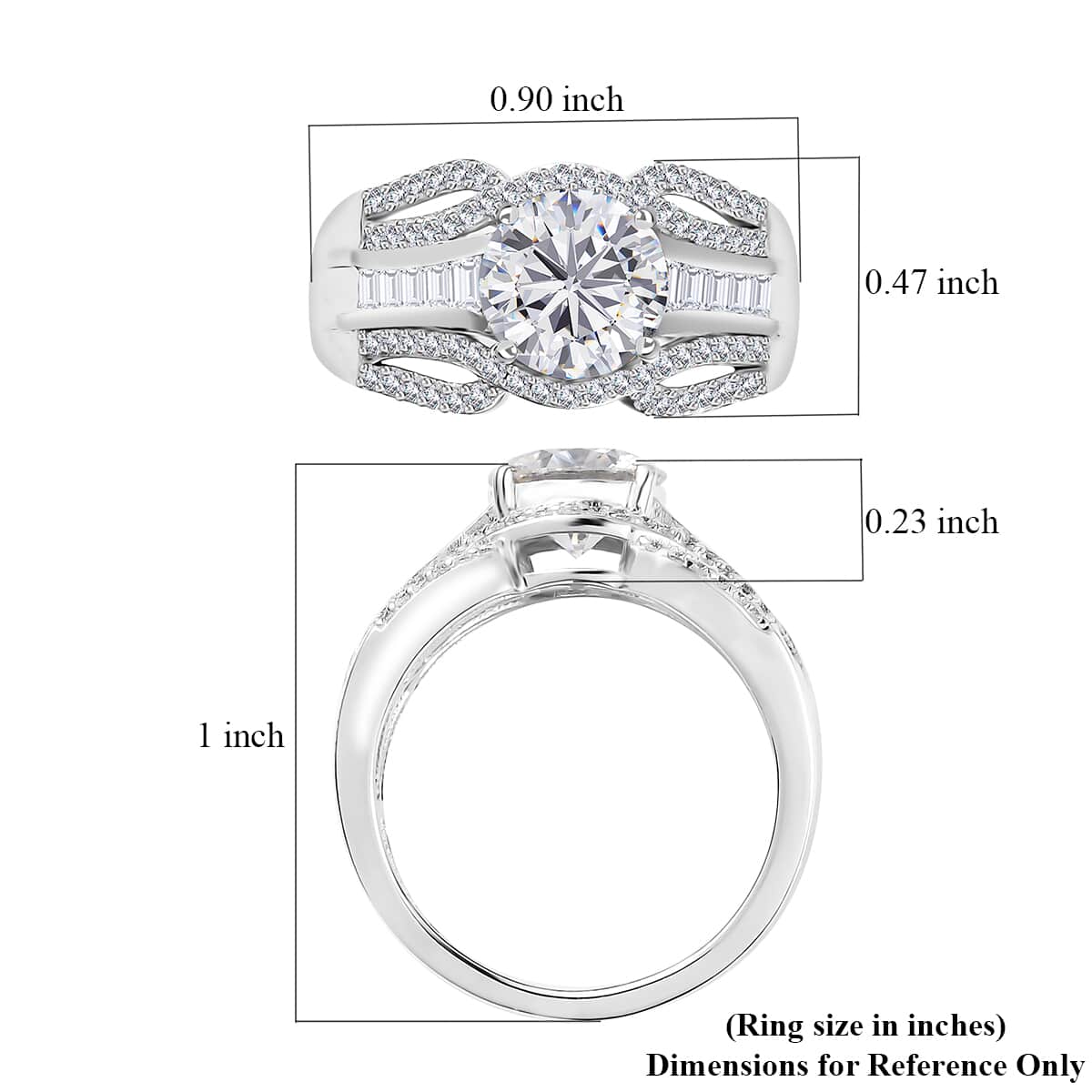 Moissanite Ring in Platinum Over Sterling Silver (Size 10.0) 2.80 ctw image number 5