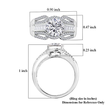 Moissanite Ring in Platinum Over Sterling Silver (Size 10.0) 2.80 ctw