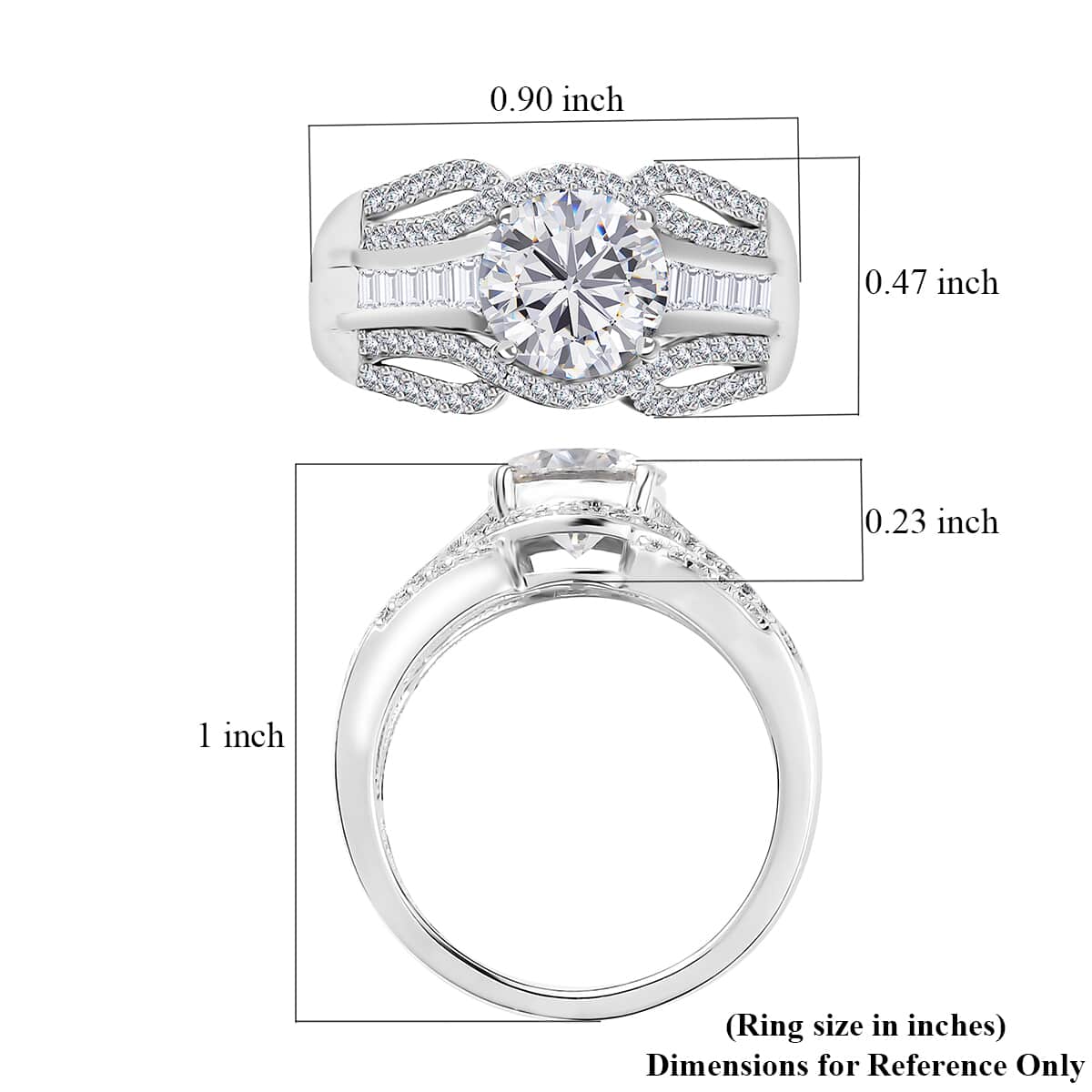 Moissanite Ring in Platinum Over Sterling Silver (Size 7.0) 2.80 ctw image number 5