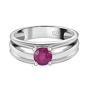 African Ruby 0.76 ctw Ring in Rhodium Over Sterling Silver (Size 8.0)
