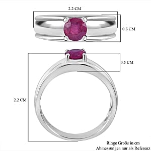 African Ruby 0.76 ctw Ring in Rhodium Over Sterling Silver (Size 8.0)