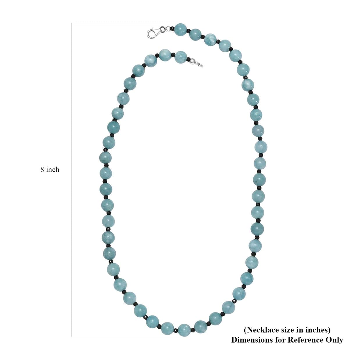 Aquamarine and Thai Black Spinel Beaded Necklace 20 Inches in Rhodium Over Sterling Silver 190.00 ctw image number 5