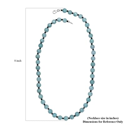 Aquamarine and Thai Black Spinel 190.00 ctw Beaded Necklace in Rhodium Over Sterling Silver 20 Inches
