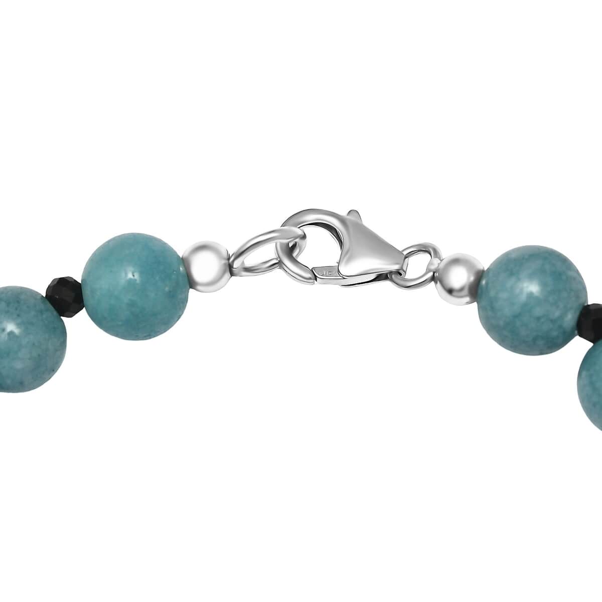 Aquamarine and Thai Black Spinel Beaded Bracelet in Rhodium Over Sterling Silver (7.25 In) 63.00 ctw image number 3