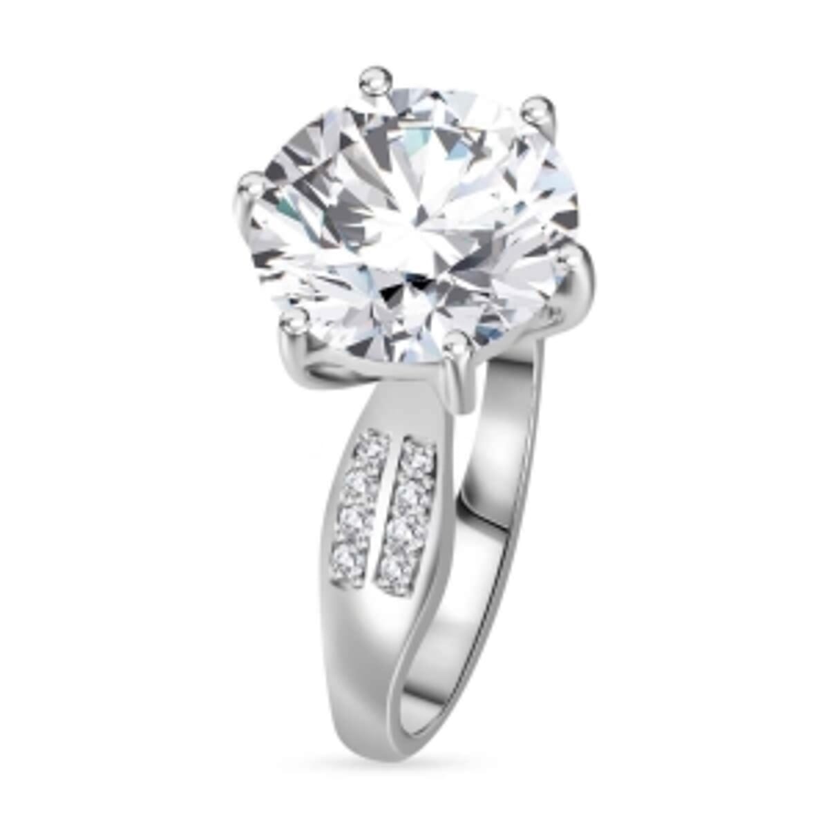 Moissanite 5.94 ctw Ring in Rhodium Over Sterling Silver (Size 5.5) image number 2