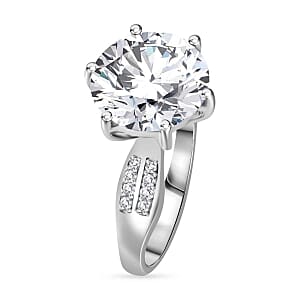 Moissanite 5.94 ctw Ring in Rhodium Over Sterling Silver (Size 5.5)