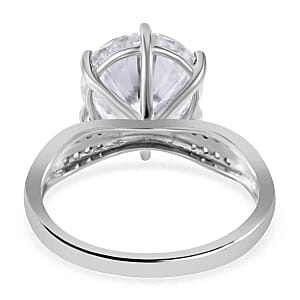 Moissanite 5.94 ctw Ring in Rhodium Over Sterling Silver (Size 5.5)