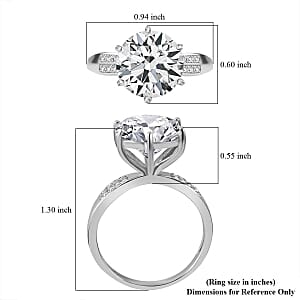 Moissanite 5.94 ctw Ring in Rhodium Over Sterling Silver (Size 5.5)